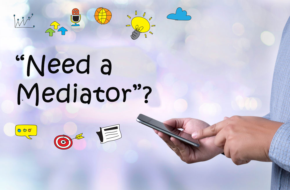 Consider Indiana Divorce Mediation instead of litigation image shows hands holding phone